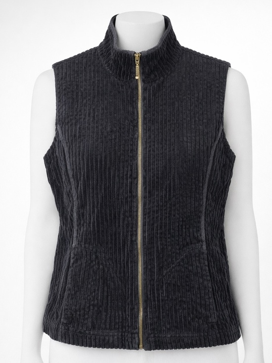 Woolrich Jackets & Blazers - Woolrich Black Cotton Corduroy Zip Vest Fall Gorpcore Trail‑Ready Essential M